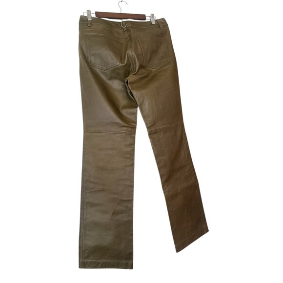 Vintage Gap Real Leather Bootcut Pants Women 10 Dark Green Western Cowgirl Grung - Picture 16 of 16